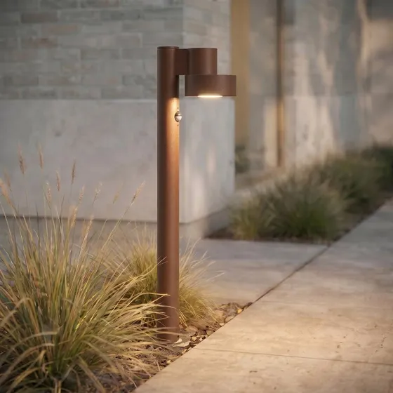 Lucande Lampione LED Elune Marrone con Sensore, 77 cm