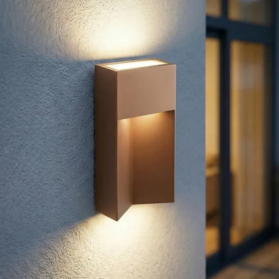 Applique da esterni LED Lucande Kaholo CCT marrone angolare