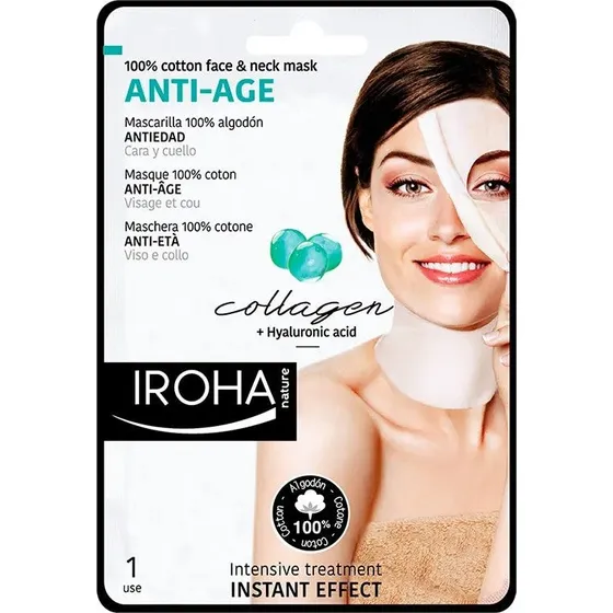Iroha Nature Maschera Viso e Collo Anti-Età al Collagene