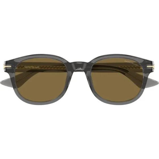 Montblanc MB0435S Occhiali da Sole Uomo Rotondi Grigio e Marrone