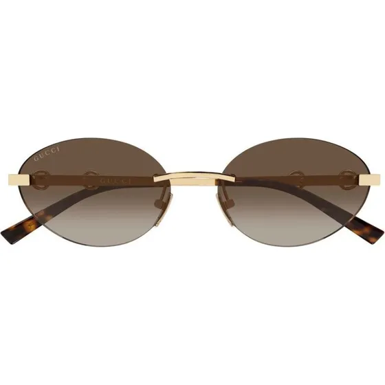 Gucci GG2051S Occhiali da Sole Donna Oro e Marrone 58mm