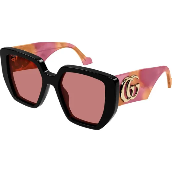 Gucci GG0956S 010 Occhiali da Sole Donna Acetato Nero e Rosso