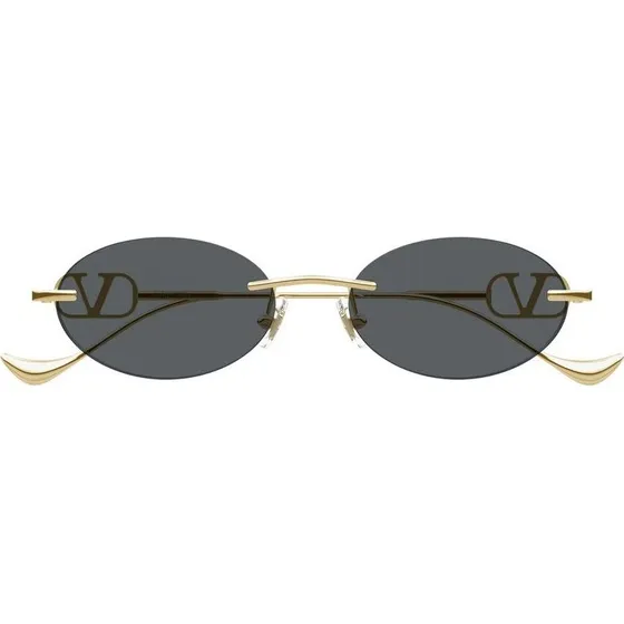 Valentino VG0032S Occhiali da Sole Ovali Oro e Grigio 53mm
