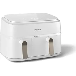 Philips Friggitrice ad Aria Calda NA353/10 Doppio Cestello 9L Champagne/Bianco