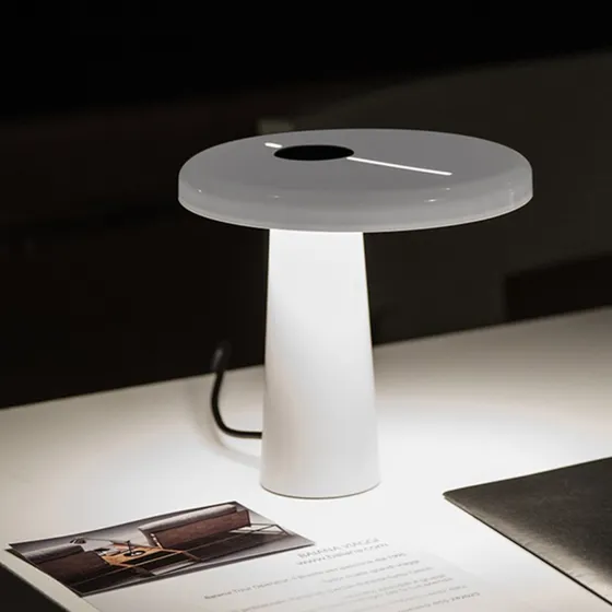 Martinelli Luce Hoop Lampada da Tavolo Bianca con Dimmer