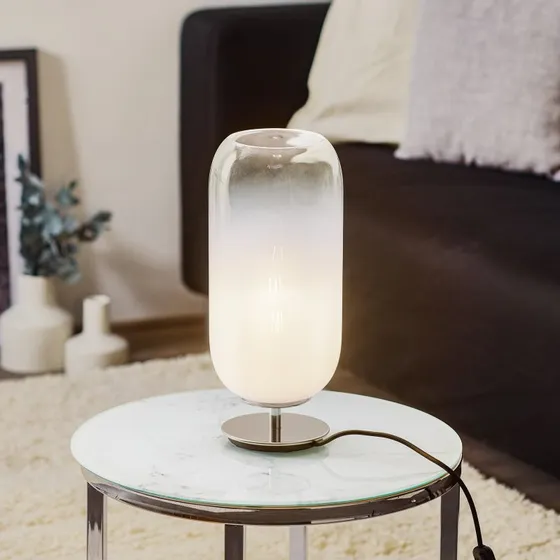 Artemide Gople Mini Lampada da Tavolo Bianco e Argento