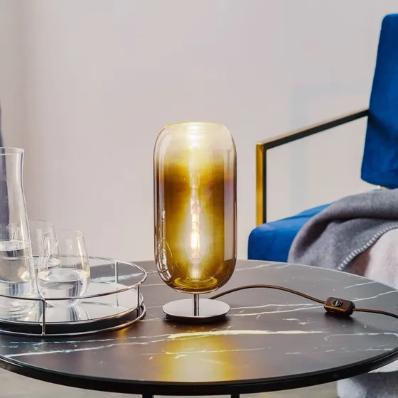 Artemide Gople Mini Lampada da Tavolo Blu Argento