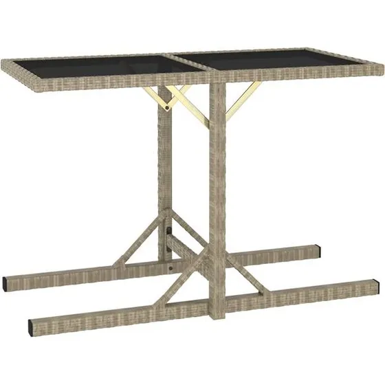 vidaXL Tavolo da Giardino Beige 110x53x72 cm Vetro Polyrattan