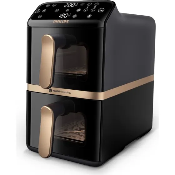 Philips NA462/70 Friggitrice ad Aria Doppio Cestello 10L Nero