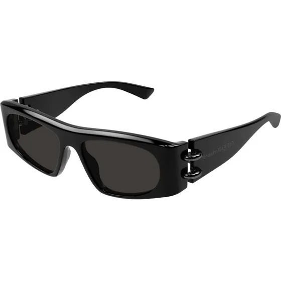 Alexander McQueen AM0471S Occhiali da Sole Squadrati Nero Grigio
