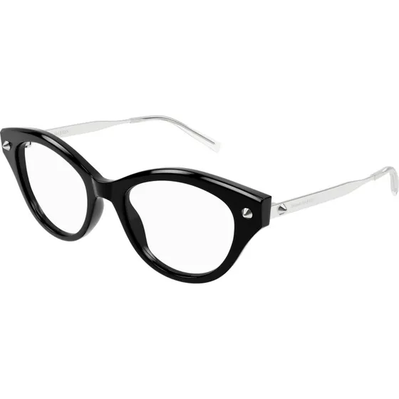 Alexander McQueen AM0485O 001 Montatura Cat Eye in Acetato Nero