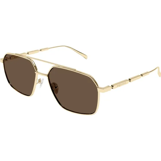 Alexander McQueen AM0477S 002 Occhiali da Sole Aviator Oro e Marrone