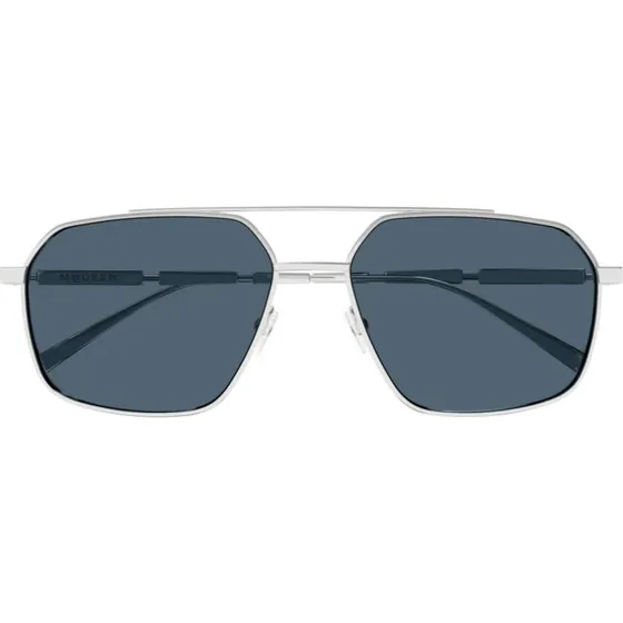 Alexander McQueen Occhiali da Sole Uomo AM0477S Argento Blu Pilot