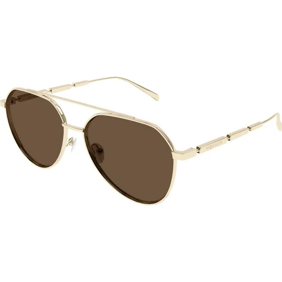 Alexander McQueen AM0478S 002 Occhiali da Sole Aviator Oro e Marrone