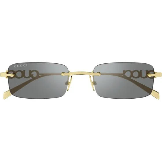 Gucci GG1808S Occhiali da Sole Uomo Squadrati Oro e Grigio 52mm