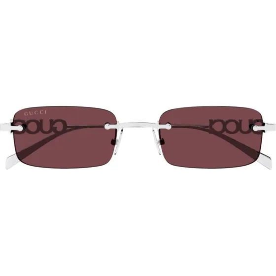 Gucci GG1808S Occhiali da Sole Uomo Argento con Lenti Rosse