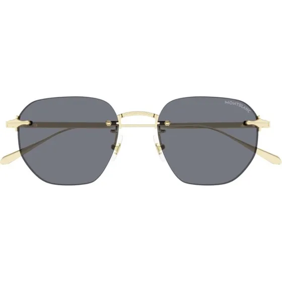 Montblanc MB0405S Occhiali da Sole Uomo Oro e Grigio Rotondi