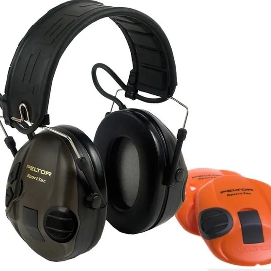 3M Peltor SportTac, 26 dB, verde/arancione, archetto pieghevole