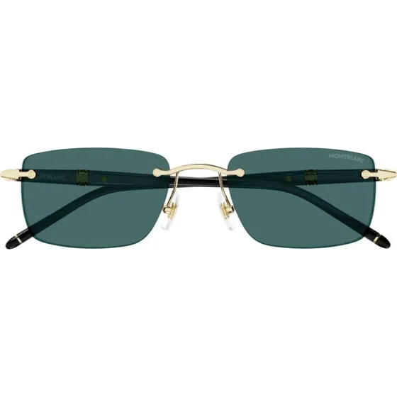 Montblanc MB0344S Occhiali da Sole Uomo Squadrati Oro e Verde 54mm