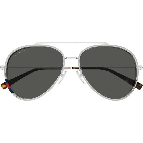 Gucci GG1981S Occhiali da Sole Pilot Uomo Argento e Grigio 56mm