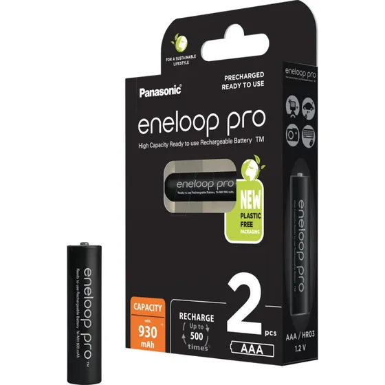 Panasonic Eneloop Pro AAA 930 mAh, 2 pezzi, nero