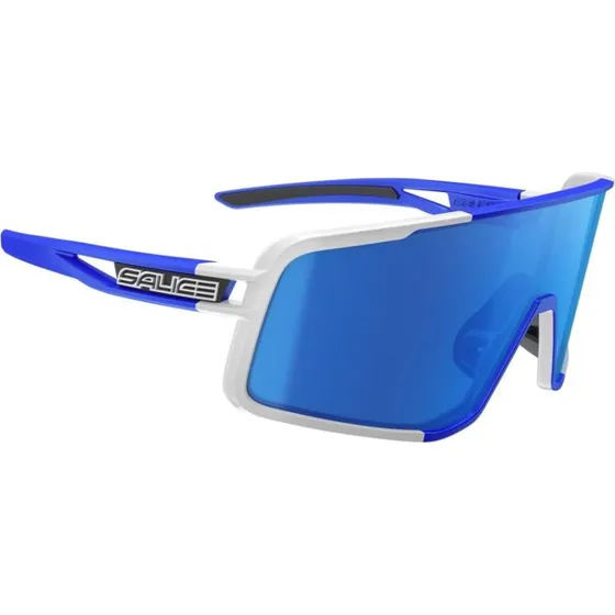 Salice 022 Occhiali da Sole Unisex Bianco con Lenti a Specchio Blu