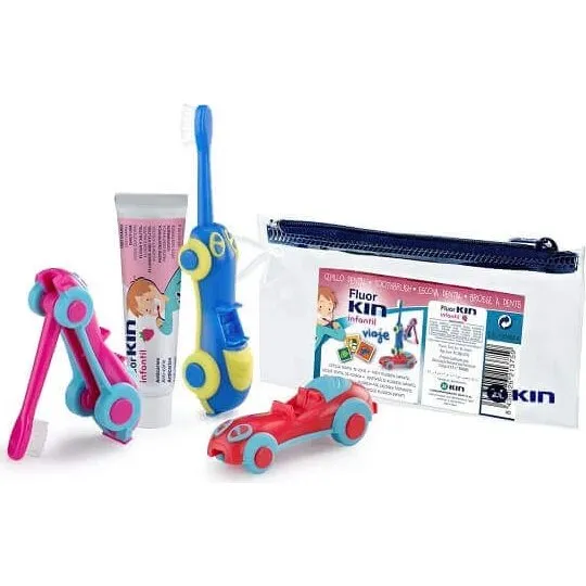 Kit da viaggio Kin: Spazzolino e Dentifricio FluorKin per Bambini