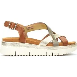 Pikolinos Palma Sandali con Zeppa in Pelle Marrone