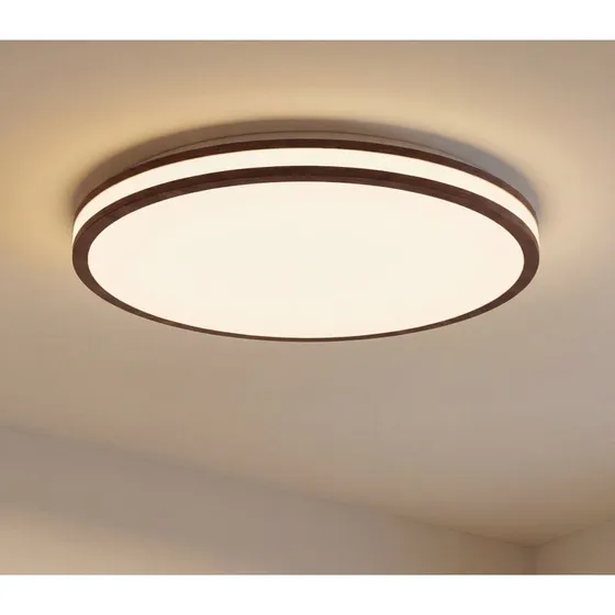Plafoniera LED Lindby Emiva Legno Scuro CCT Ø 50 cm