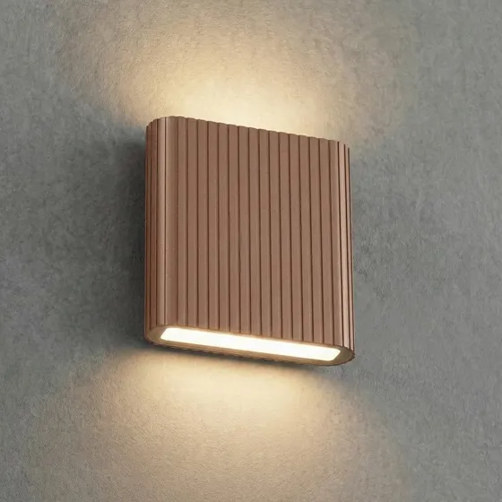 Applique da esterni LED Lucande Raija, Marrone Scuro, 19 cm, CCT