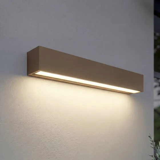 Applique da esterni LED Lucande Lengo, 50 cm, Marrone