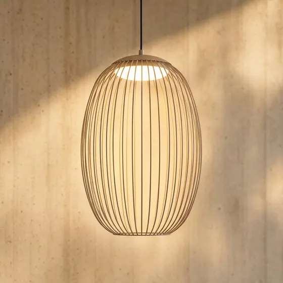 Lampada a sospensione da esterno LED Lucande Richi, Beige, Ø 40 cm