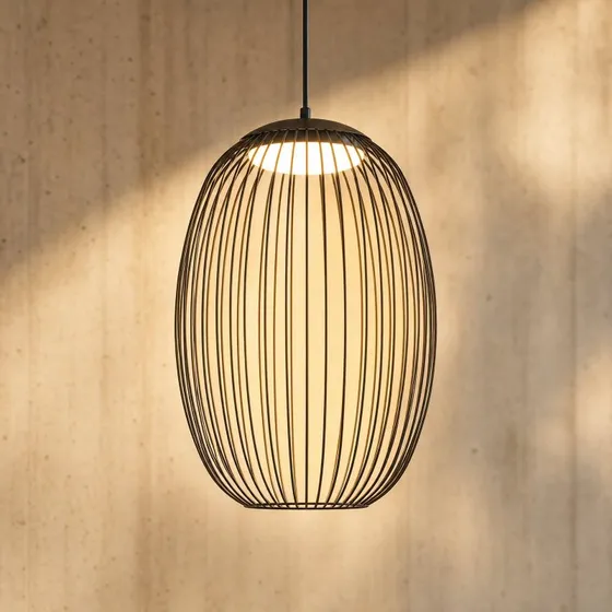 Lampada a sospensione esterna LED Lucande Richi, nera, Ø 35 cm