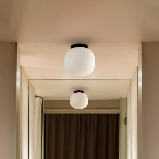 Faro Barcelona Plafoniera Amelia, Nero/Opale, Ø 21,5 cm