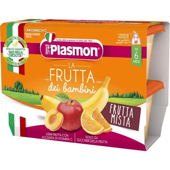 Plasmon Mix di Frutta Banana, Mela, Albicocca e Arancia 4x100g