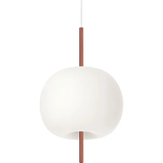 kdln Lampada a sospensione Kushi, vetro soffiato, rame/bianco, Ø 16 cm