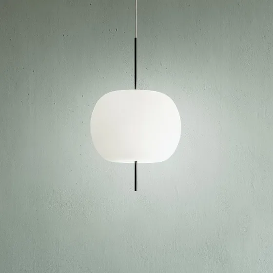 Lampada a sospensione Kushi kdln in vetro soffiato, Nero/Bianco