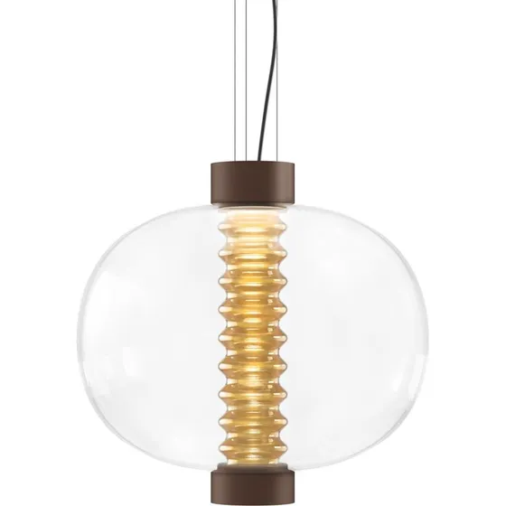 KDLN Lampada LED a sospensione Bolha, ambra, Ø 40 cm, vetro