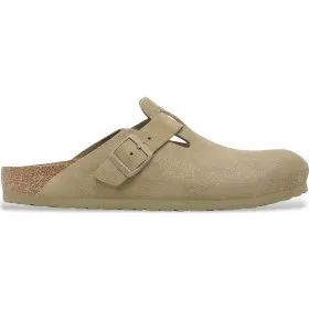 Birkenstock Boston Zoccoli in Pelle Suede Verde Kaki