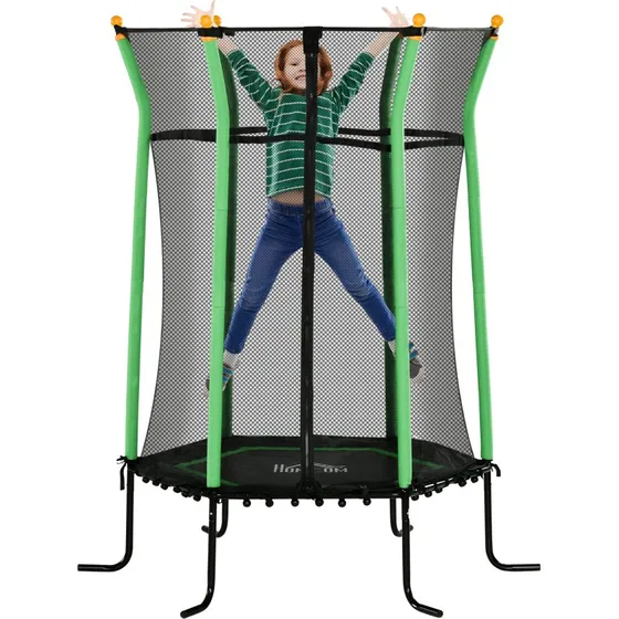 HOMCOM Trampolino Bambini 3-10 Anni 163.5x190 cm Verde