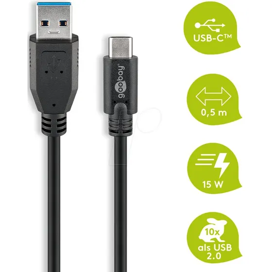 Marca USB 3.0 SuperSpeed Cavo 0,5 m Nero