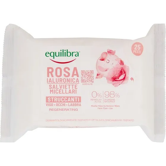 Equilibra® Salviette Micellari Rosa e Acido Ialuronico - 25 pz