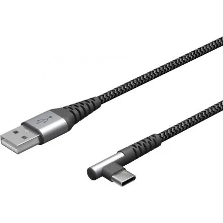 Goobay Cavo USB-A a USB-C Angolato 2m Grigio Spazio
