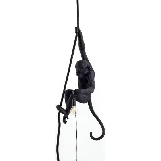 Seletti Monkey Lamp Lampada a Sospensione con Corda - Nero