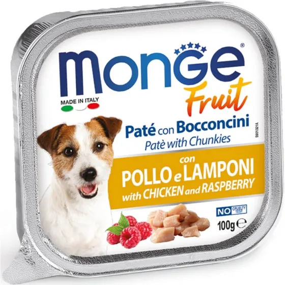 Monge Fruits Pollo e Lamponi Cibo Umido per Cani 100g