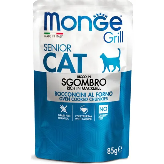 Monge Grill Senior Sgombro - Cibo Umido per Gatti Anziani 85g