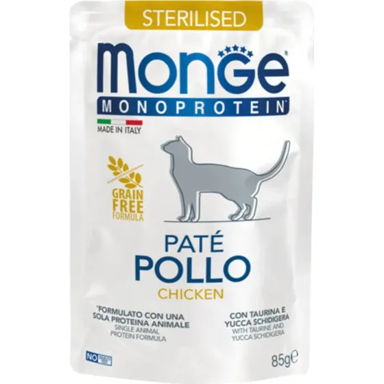 Monge Monoprotein Paté Pollo per Gatti Sterilizzati 85g