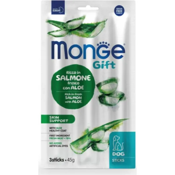 Monge Sticks Skin Support Salmone e Aloe Vera per Cani Adulti 45g