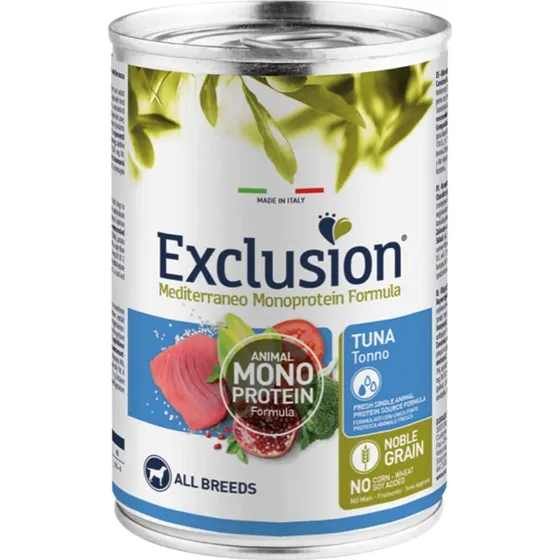 Exclusion Mediterraneo Monoproteico Tonno Cibo Umido per Cani 400g