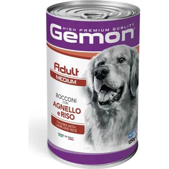 Gemon Cibo Umido per Cani Adulti Taglia Media Agnello e Riso 1250g